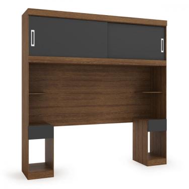 Imagem de Nicho Aereo Casal Genova com Mesa de Cabeceira Ipe Wood Grafite Batrol