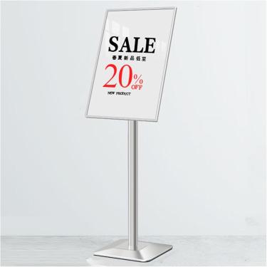 Imagem de Suporte de sinalização Suporte de pôster de chão, suporte de sinalização de exibição interna externa, suporte de pôster de pedestal ajustável, show de negócios de igreja escolar, supermercad
