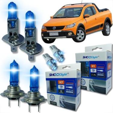 Imagem de Kit lâmpada shocklight super branca farol alto baixo e lanterna h1 h7 