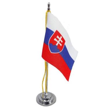 Imagem de Mini Bandeira de Mesa da Eslováquia 15 cm Poliéster - SP Bandeiras 