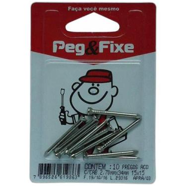 Imagem de Prego Aco Peg'' Fixe Com Cabeca 15x15 Cartela Com 10 Pecas Apra/03 - F