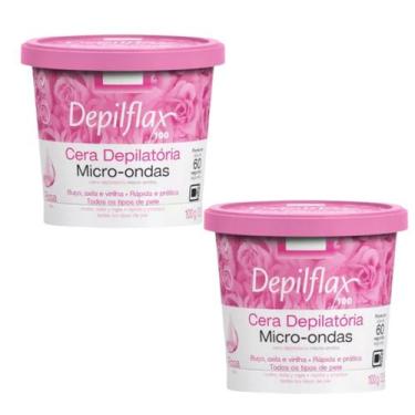 Imagem de Kit 2 Cera Depilatória Micro-Ondas Depilflax Rosas 100g