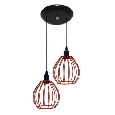Imagem de Luminária Aramado Modelo Balão - 02 Juntos Na Mesma Canopla - Vermelho