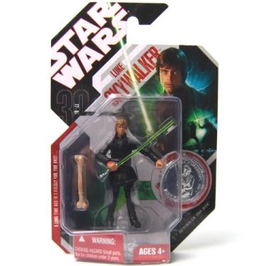 Imagem de Boneco do Cavaleiro Jedi de Luke Skywalker do 30º aniversário de Star Wars da Hasbro nº 25 com moeda