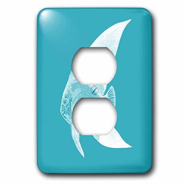 Imagem de 3dRose lsp_164945_6 Estampa de peixe tropical azul petróleo. Biologia aquática do mar moderno exótico - 2 tomadas de cobertura