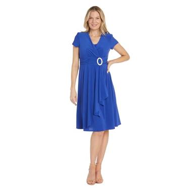 Imagem de R&M Richards Vestido feminino enfeitado na altura do joelho, Azul royal, 48