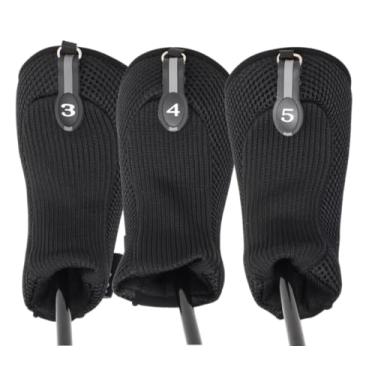 Imagem de Conjunto de capas de cabeça preta híbrida 3 4 5 para tacos de golfe Cobertura de cabeça Malha de neoprene completa