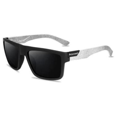 Imagem de Óculos de Sol Quadrado Vinkin Esportivo Polarizado UV400, Preto, Branc