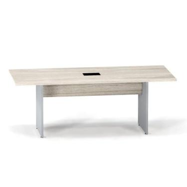 Imagem de Mesa Reunião Power Box Pé Painel P25 Pandin 2,0 M Casablanca e Cinza