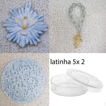 Imagem de Lembrancinhas para montar 10 latinhas acrílico 5x2 + 10 mini terços + 