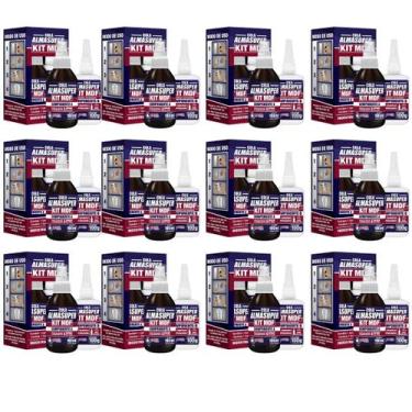 Imagem de 12 Kit Mdf Cola Instantânea + Catalisador Acelerador 190ml Almasuper -