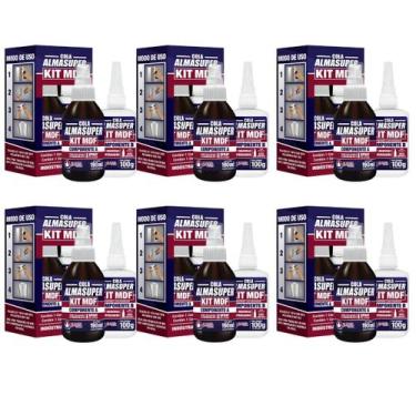 Imagem de 6 Kit Mdf Cola Instantânea + Catalisador Acelerador 190ml Almasuper - 