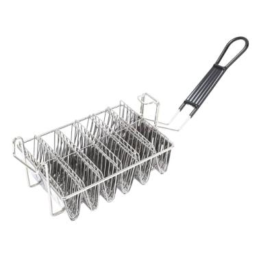 Imagem de Cesta de Fritadeira de Taco, Contém 6 Conchas, Cesta de Suporte de Taco para Fritadeira Com Alça Removível, Fritadeira de Casca de Taco Comercial de Aço Inoxidável para Casa