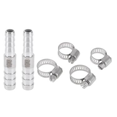 Imagem de VekAuto 1 conjunto de acessórios de mangueira de 25/64 "x5/40.6 cm redutor de emenda para ar, água, óleo, gás, combustível, aço inoxidável, tom prateado com braçadeiras