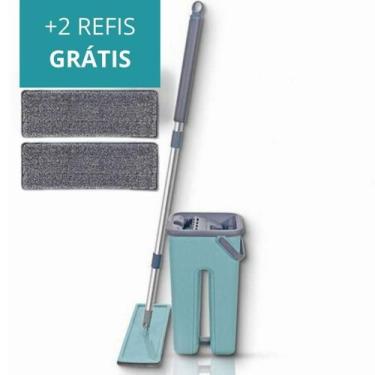Imagem de Flat Mop 4L Rodo Esfregão Lava e Seca + 2 Refis Multiuso Limpeza - Fla