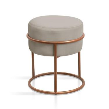 Imagem de Banqueta Argola Cobre Rose De Ferro Redonda Confortável Para Quarto Sa