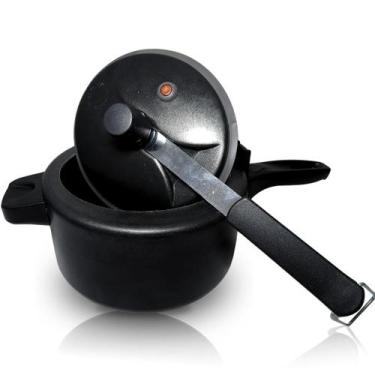 Imagem de Panela Pressão 2,5 Litros Antiaderente Teflon Preto Resistente - Própr