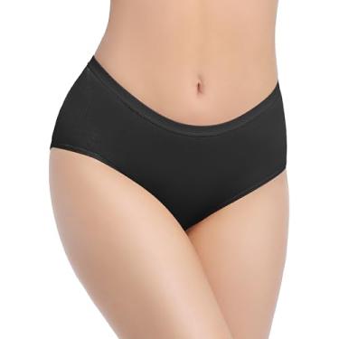 Imagem de REELINDRY Roupa íntima feminina lavável para incontinência, 59 g, absorvente à prova de vazamento, cintura média para vazamento urinário pós-parto, pacote com 1 (preta, M)