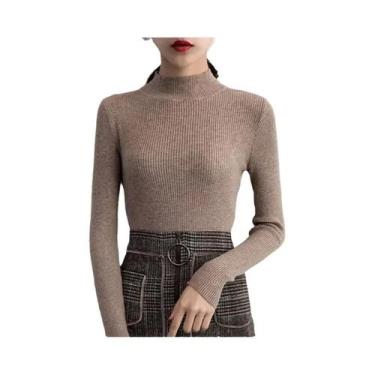 Imagem de Camisola de Malha Feminina Gola Alta - Estilo Casual Vintage Coreano p