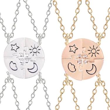 Imagem de Colar Melhores Amigas 4 Elementos Best Friends 4 Pçs Sol Lua (Dourado)