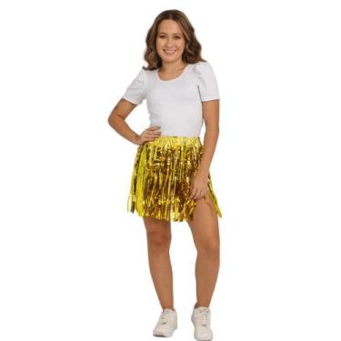 Imagem de Saia de Carnaval Metalizada Colorida Fantasia Havaiana Adulto - Abraka