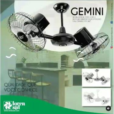 Imagem de Ventilador Teto Gemini Preto 220v  Lorensid
