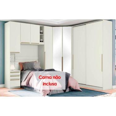 Imagem de Quarto Henn Seletto 5 Peças (1 Armário Ponte + 1 Closet + 2 Guarda Roupas + 1 Componente) QMH03 Areia