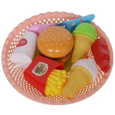 Imagem de Kit Fast Food Comidinha Infantil com Cesta 9 pçs - Futuro, Rosa