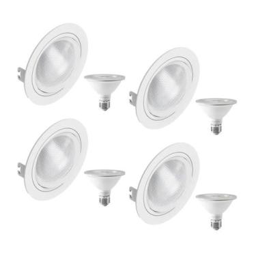Imagem de 4 Spot Embutir Face Plana PAR30 + 1 Lâmpada LED 10W 6500K E27 - SAVE E