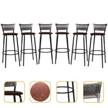 Imagem de Kit 6 Banquetas Bancos Alto Para Cozinha Bancada Area Gourmet Bistro B