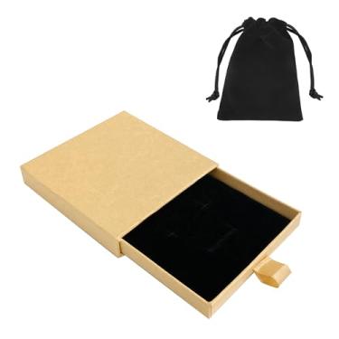 Imagem de Pequena caixa de presente de joias e bolsa de veludo, colar pulseira brinco organizador de papelão caixa de presente quadrada caixa de presente pendente para embrulho de aniversário, Natal, Natal