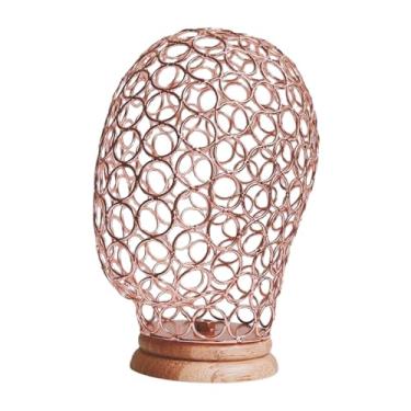 Imagem de Ysyqkn Suporte para Perucas, Cabeça de Manequim Oca de Metal, Expositor de Chapéus, Suporte para Perucas, Modelo de Exibição de Perucas, Suporte para Perucas, Rosa ouro