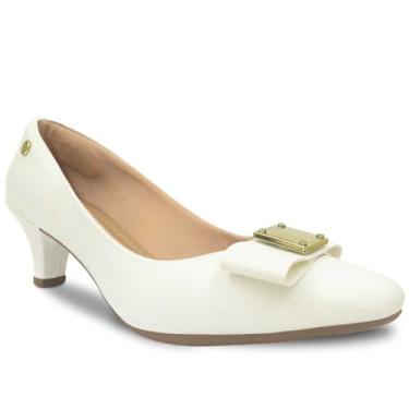 Imagem de Sapato Scarpin Feminino Laço ABS Salto Bloco Confortável R2.13 (Branco, BR, Adulto, Numérico, M, 37)