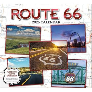 Imagem de Calendário de parede Route 66 2026 tamanho completo para planejamento, agendamento e organização