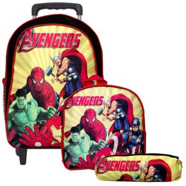 Imagem de Mochila Escolar Menino Vingadores Rodinha Lancheira Infantil - TOYS 2U