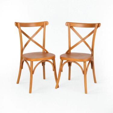 Imagem de Kit 2 Cadeiras Madeira Sala de Estar Gourmet Katrina Paris Amendoa