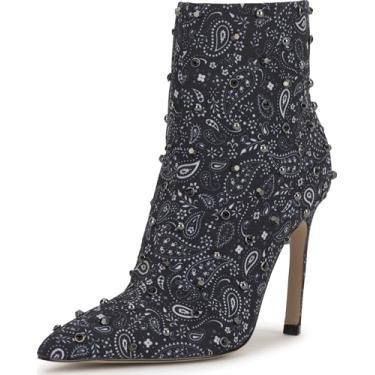 Imagem de Jessica Simpson Bota feminina Wilonix na altura do tornozelo, Estampa bandana meia-noite/branca, 38