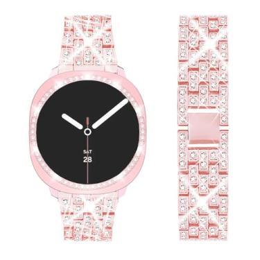 Imagem de SUPOIX Pulseira com capa compatível apenas com Samsung Galaxy Watch 8 de 44 mm, pulseira de substituição feminina Bling de 20 mm e capa protetora de policarbonato para Galaxy Watch 8 de 44 mm (rosa