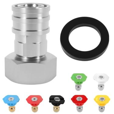 Imagem de LZVXTYM Pontas de lavadora de pressão com adaptador, conector de lavadora de pressão de conexão rápida de 0°, 15°, 25°, 40°, 65°, modo sabão e lavagem, bocal de lavagem de carro multiângulo e