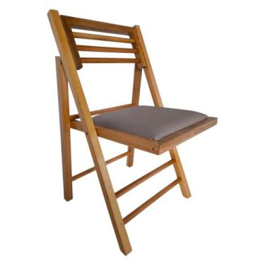 Imagem de Cadeira Dobrável em Madeira com Encosto Palito Reclinável e Assento Es