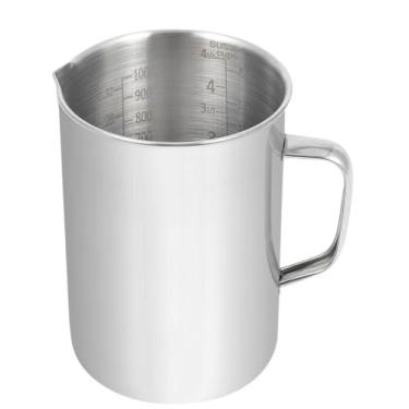 Imagem de Kichwit Copo medidor grande de aço inoxidável, copo medidor de metal líquido com alça, 1000 ml/4 xícaras