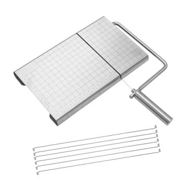 Imagem de Generic Fatiador de queijo de cozinha em aço inoxidável 24,5 x 21 cm, cabo ergonômico multifuncional resistente para corte de queijo e presunto em