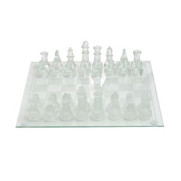 Imagem de Jogo De Xadrez Com Tabuleiro E Peças De Vidro 25X25cm