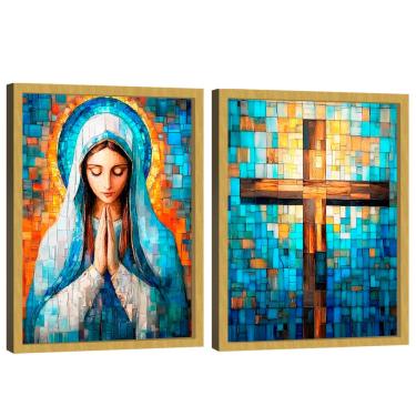 Imagem de Quadro Decorativo Duo Maria e Cruz em Grid Art
