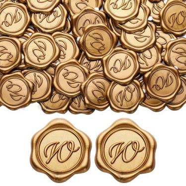 Imagem de Adesivos Wax Seal Yoption Initial W, pacote com 100 unidades, ouro ant