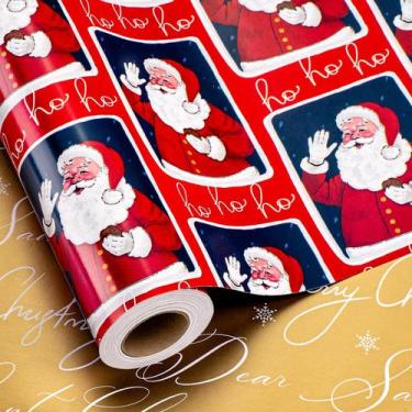 Imagem de Papel de embrulho MAYPLUSS Santa Paper 43 cm x 10 m reversível