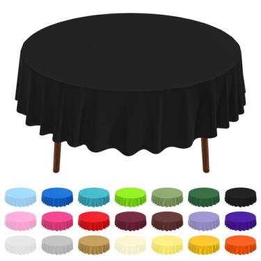 Imagem de Mantel redondo desechable de plástico CXPSINC 213 cm negro paquete de 