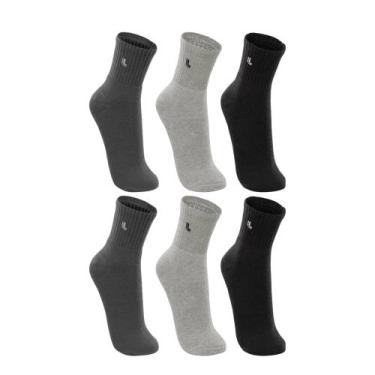 Imagem de Lupo Meia 3245 Kit 6 Pares Algadão Cano Médio, Preto, Cinza, Cinza esc