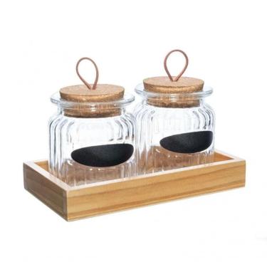 Imagem de Conjunto 2 Porta Mantimentos Com Tampa E Suporte 260 Ml Lyor