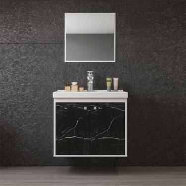 Imagem de Kit Armário para Banheiro 50cm MDF com Cuba e Espelheira BERGAMO - Riv